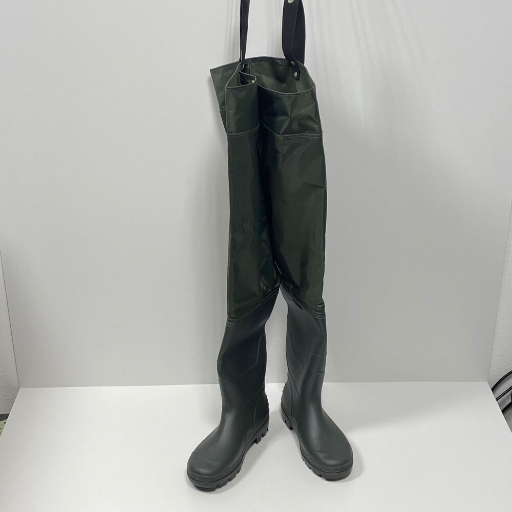 Pacific Crest South Creek Men Hip Waders Size 11 Olive Green Nylon PVC